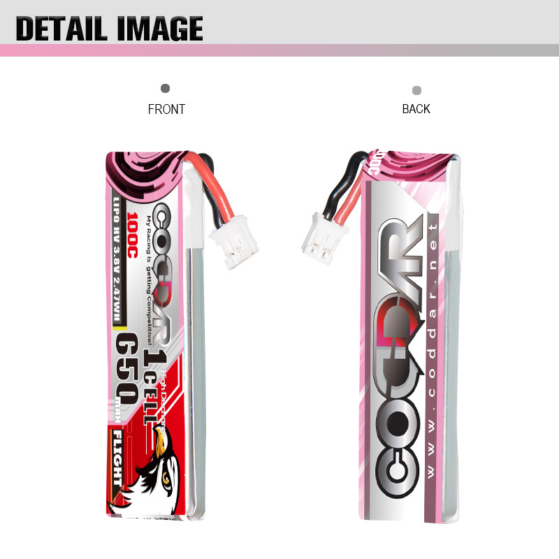 . 5Pcs Coddar 100C 1S 3.8V 500Mah 650Mah 730Mah Hv Lipo Battery Ph2.0 -