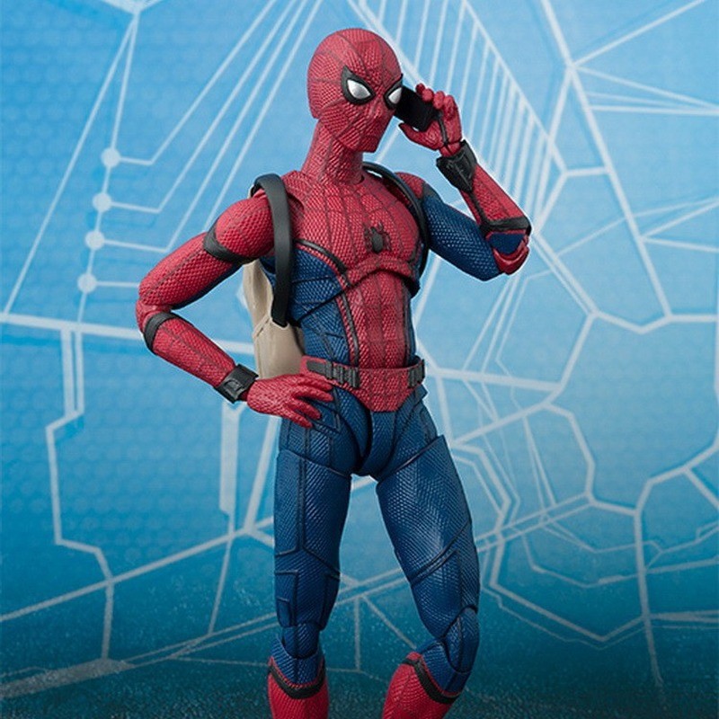 S H Figuarts Spider-Man Homecoming Ver Action Figure with Backpack Tom Holland Poseable Model