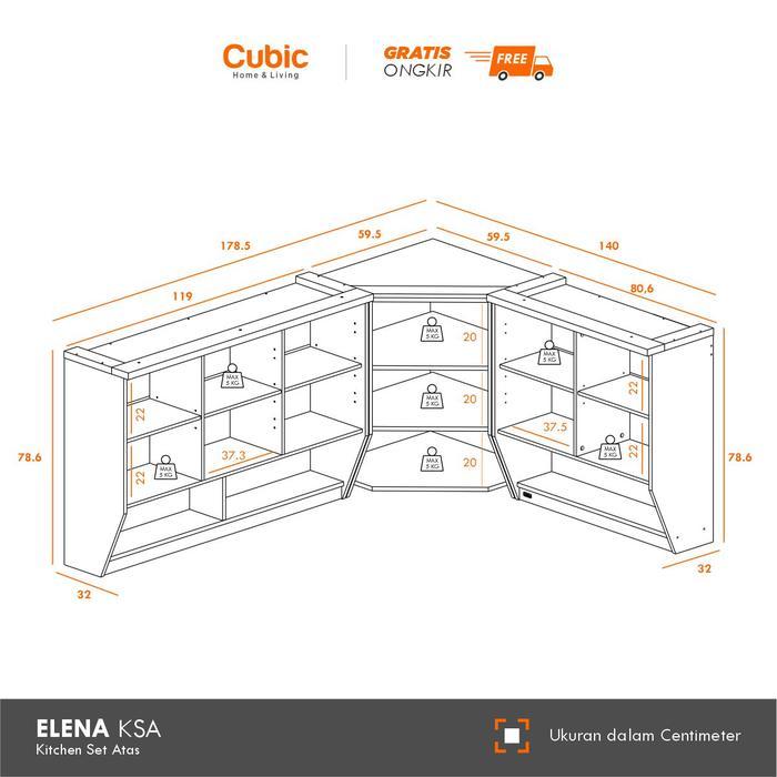 Cubic Kitchen Set Sudut Minimalis / Rak Atas Lemari Dapur / Elena Ksas