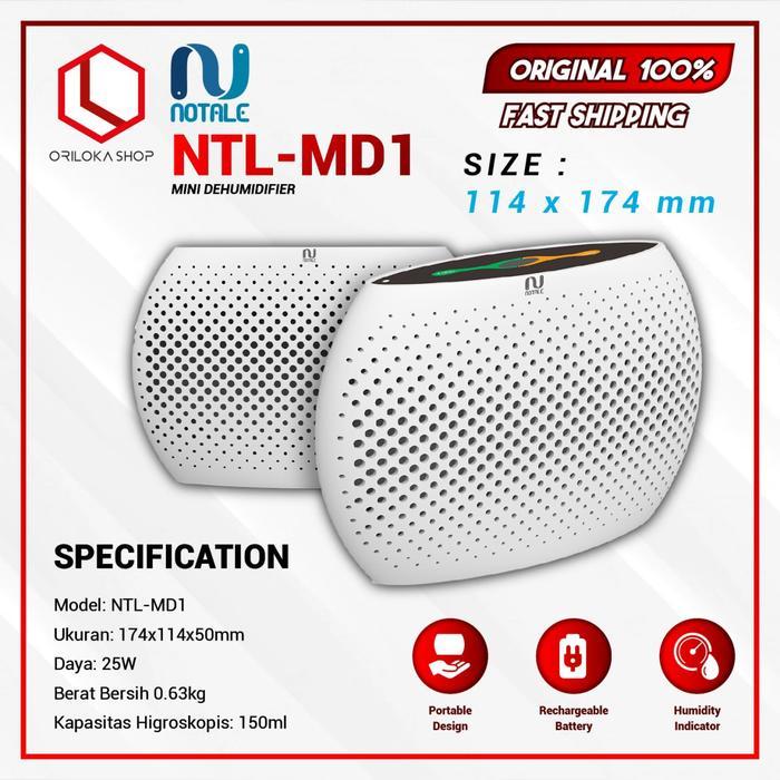Notale Mini Dehumidifier NTL-MD1 - Penghilang Kelembaban Portabel untuk Ruangan Kecil 5 m²