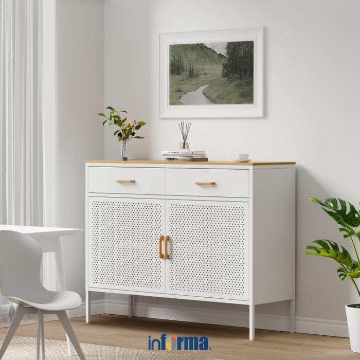 Informa Sydney Kabinet 2 Pintu - Putih Bufet Lemari Laci Penyimpanan Ruang Tamu Keluarga
