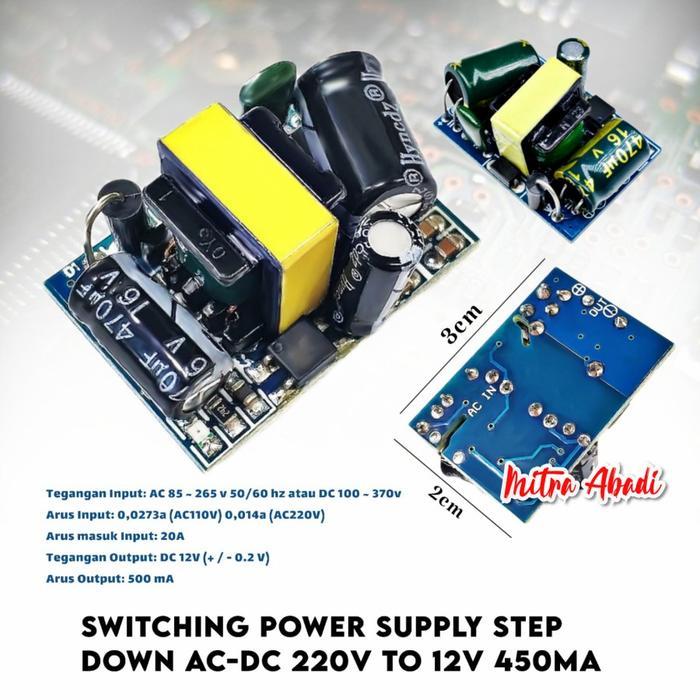 SWITCHING POWER SUPPLY STEP DOWN AC - DC 220V TO 12V 450 MA