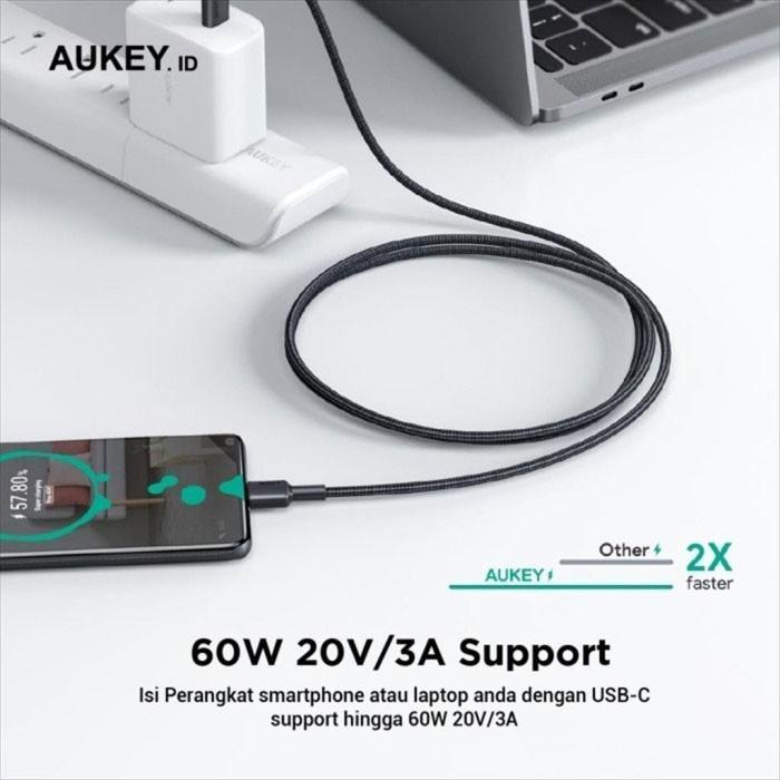 AUKEY Kabel Charger ( 4pcs ) USB-C To USB-C Braided Nylon 3A CB-CD37