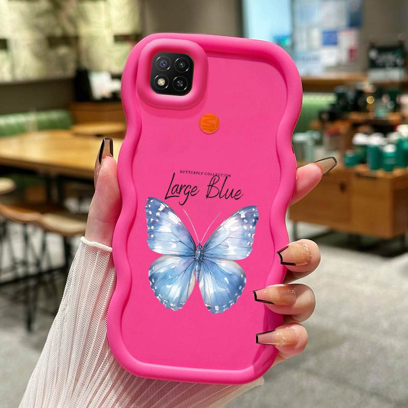 Casing Hp Untuk Xiaomi Redmi 9C NFC 10A POCO C3 C31 Case Label Kupu-kupu Cesing Polos Kasing Macaron