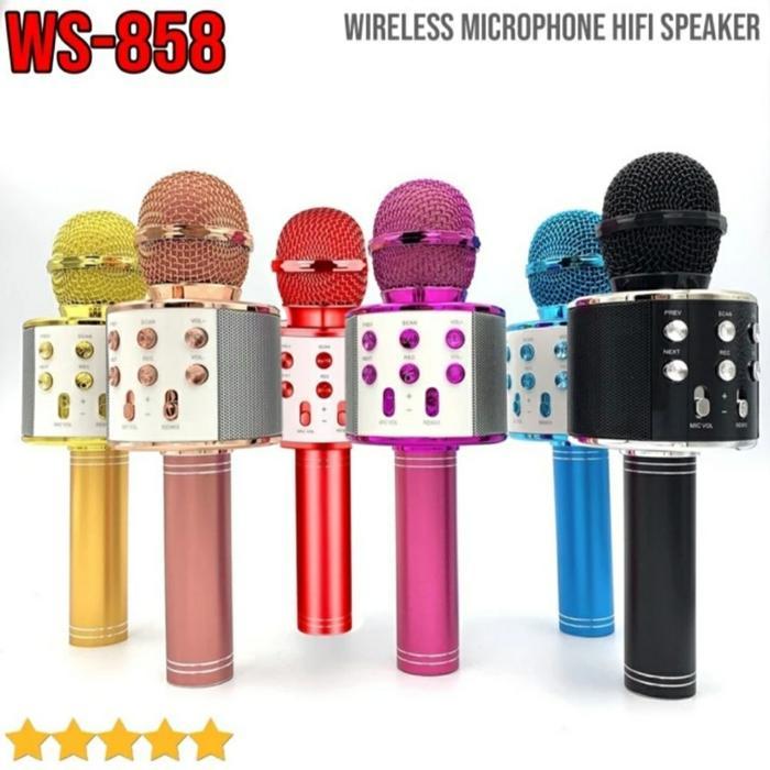 Mic Karaoke Mikrofon Wireless Bluetooth Ws-858 Mic