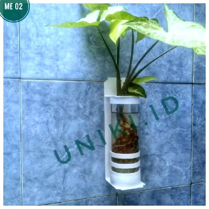 ME02 Pot Bunga Tabung Pvc Putih Tempel Dinding Tanaman Air Gantung Modern Cocok untuk Cafe &
