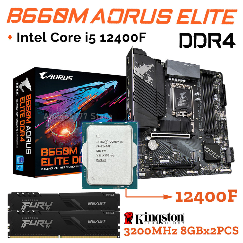 . Lga1700 Gigabyte B660M Aorus Elite Ddr4 Motherboard + Lntel I5 12400F -