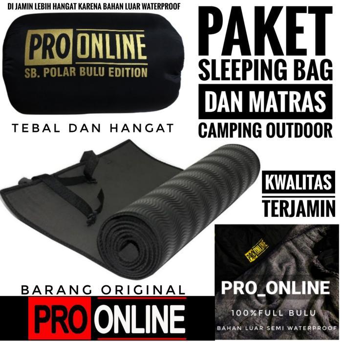 Eiger - sleeping bag bulu gelap dan matras camping outdoor paket sb dan matras