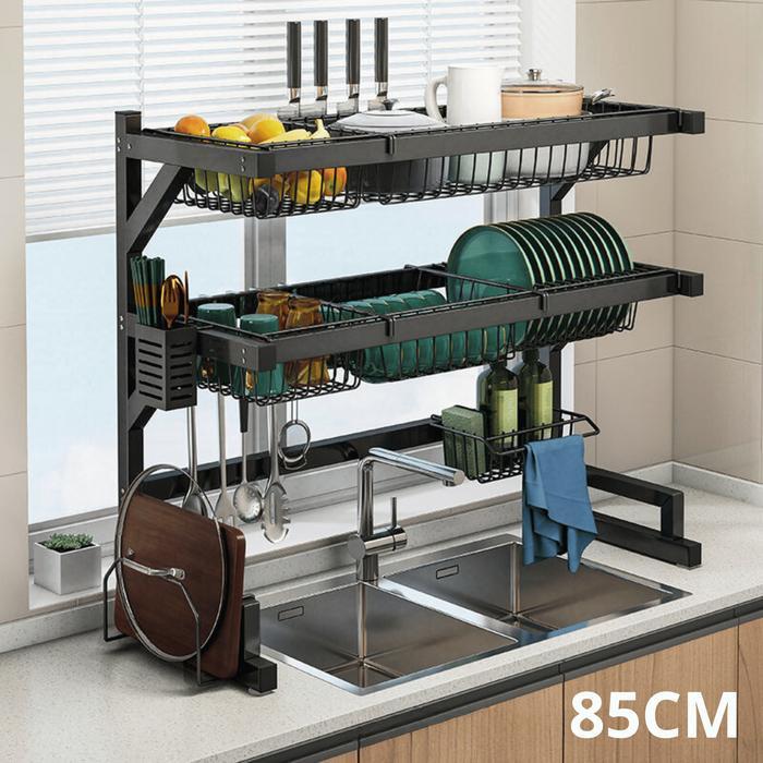 RAK PIRING SINK RACK STAINLESS STEEL KITCHEN STORAGE RACK DISH DRYER KITCHEN DISH WASHING RACK