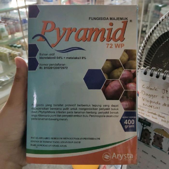mataharitaman99 Fungisida PYRAMID 72 WP Mengendalikan Busuk Daun, Bercak Ungu, Embun Bulu
