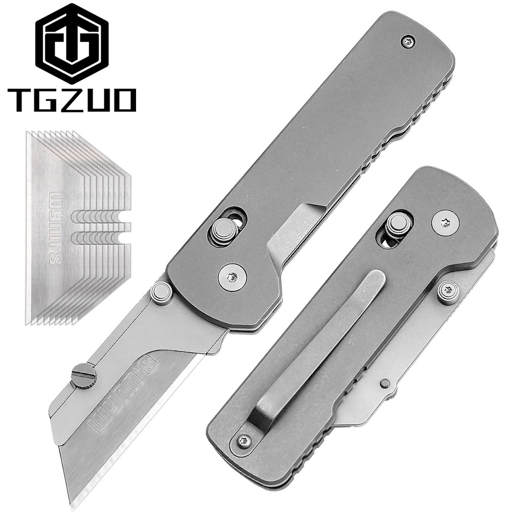 TGZUO Knife Titanium Alloy Folding Knife Utility Pocket Knife EDC Wallpaper Cutter Paper Knife