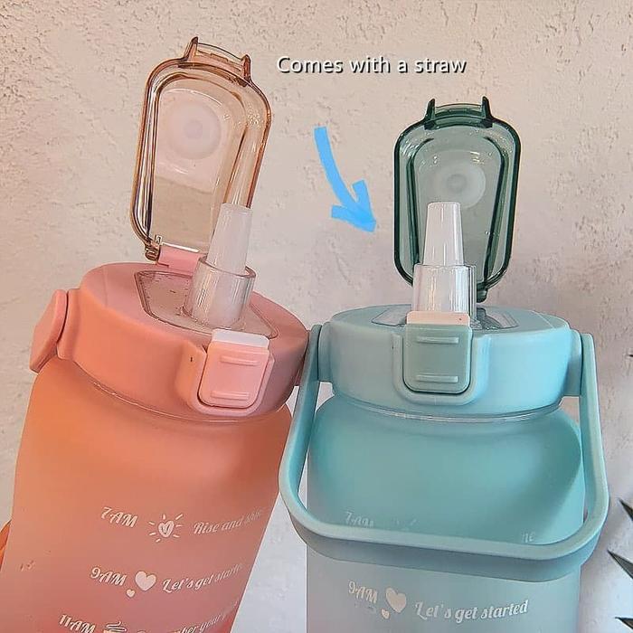 Botol Minum 2 Liter 2000ML - Drink Reminder - Botol Minum Viral TikTok