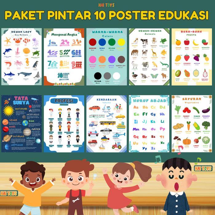 ` PAKET POSTER EDUKASI ANAK ESTETIK UNTUK ANAK USIA 3 4 5 TAHUN- POSTER BELAJAR & EDUKASI ANAK-