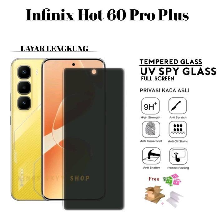 Pelindung Layar Lengkung Tempered Glass UV Anti-Spy Untuk Infinix Hot 60 Pro Plus Proctector Privasi