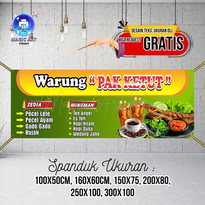 SPANDUK BANNER Jualan Makanan Warung Makan Dan Minuman Hijau Spanduk MMT Spanduk Custom 300x100