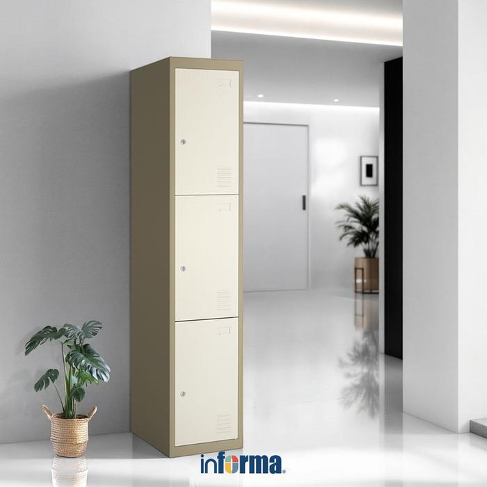 ` Informa Kiev Loker Besi 3 Pintu - Cokelat Muda Penyimpanan Barang Lemari Arsip Tempat Penitipan