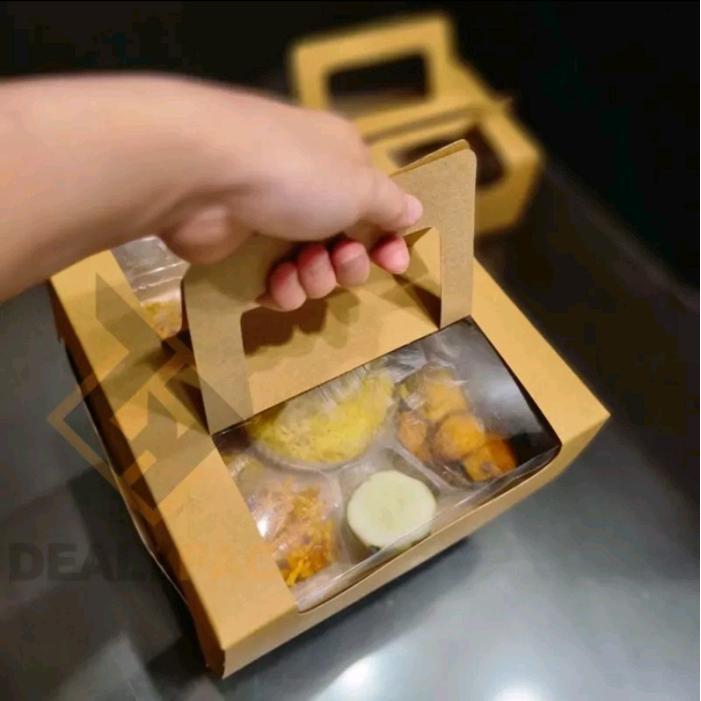 Box Handle Mika 20X20X7Cm - Kraft ( Per 10Pcs) Pasti Promo