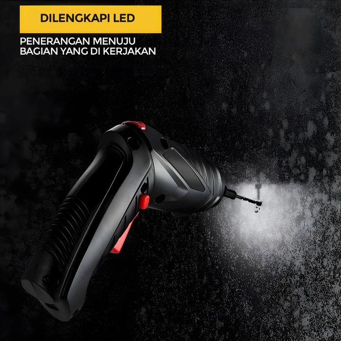 Bor Tangan Bolak Balik 4,2 Volt dengan 45 pcs Mata Bor, Mata Obeng & Kabel USB - 6003