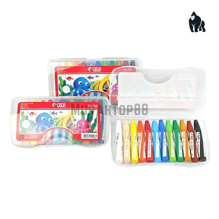 Crayon Titi 12 Warna Oil Pastel / Krayon Mewarnai 12 W [HARGA PER SET]