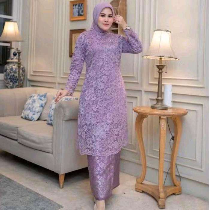 sar Ready Setelan Tunik Kebaya Brukat Rok songket//Baju kebaya Brukat Jumbo Rok Songket/ Kebaya