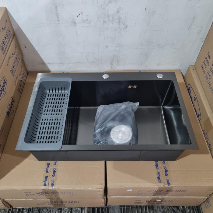 Bak Cuci Piring Kitchen Sink Wastafel Jumbo Hitam 80 X 50 X 21 Cm