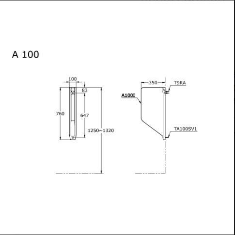 TOTO URINAL PARTITION A100 - PEMBATAS URINAL A 100
