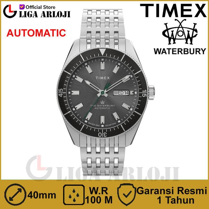 PROMO BESAR TIMEX TW2V24900 Jam Tangan Pria Analog Waterbury Dive Automatic Steel
