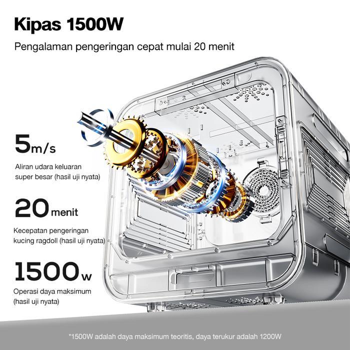 72L&1500W Automatic Pet Dryer Box Smart Pengering Kucing Anjing Box Otomatis Pet Blower UV