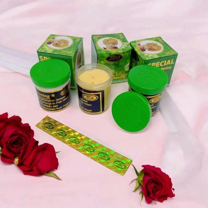 3 PCS Cream SP Hijau Special UV Whitening Asli Siang Malam