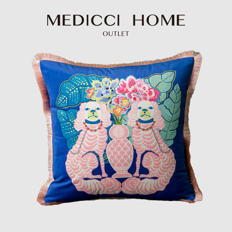 . Medicci Home Retro Velvet Cushion Cover Oriental Mystical Animals -