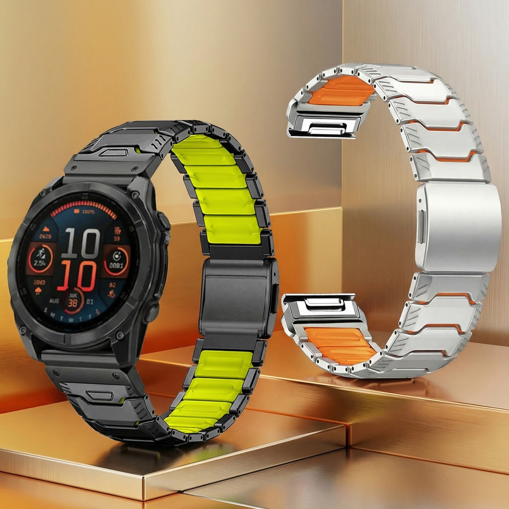 22/26mm Titanium + Silicone QuickFit Band for Garmin Fenix 8 47/51mm E 7 7X Pro 6 6X Strap for Epix