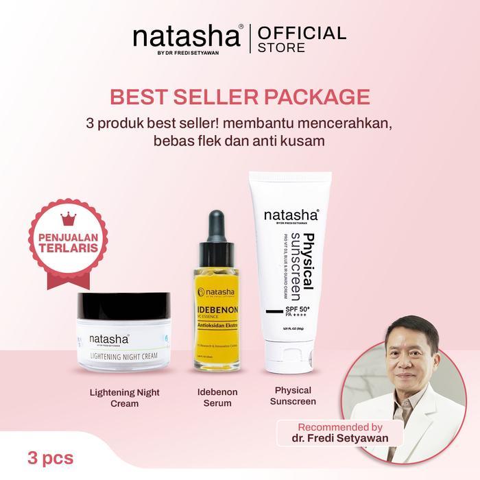Natasha Paket Best Seller Idebenone VC Essence Lightening Night Cream & Physical Sunscreen