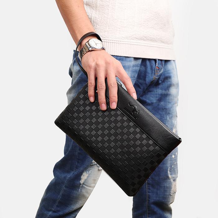 Tas Tangan Clutch Pria Cowok Dompet Tangan Dompet Besar Tipis Serbaguna Import Bahan Kulit Pu