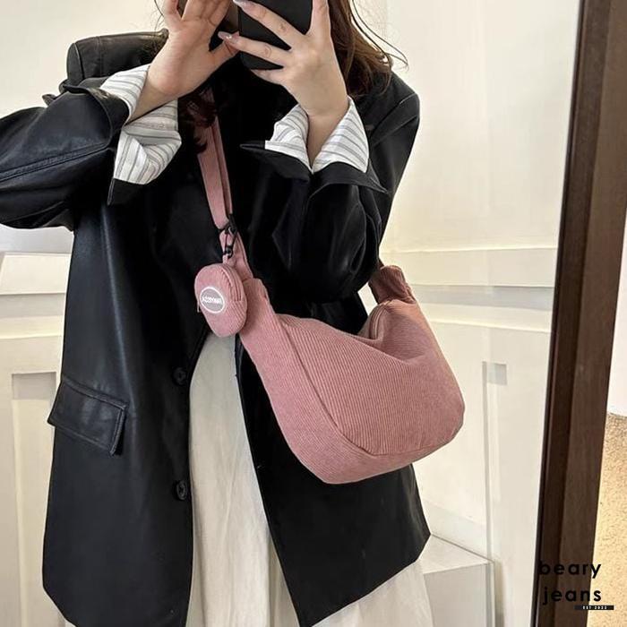 BEARY JEANS BJ194 Tas Selempang Corduroy Pria Wanita - Slingbag Casual *