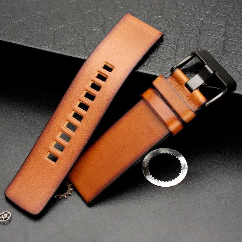 For Diesel DZ7257 1657 4323 7314 7313 7371 DZ4343 DZ7406 Leather Strap 22 24 26 27 28 30mm black
