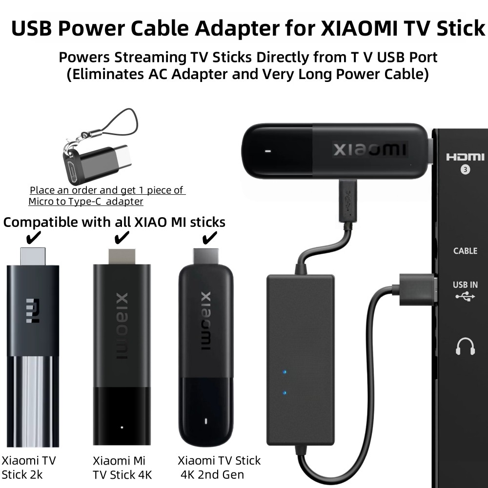 Power Cable Adapter for  TV Stick, Power  TV Stick Directly from TV USB Port (Eliminates