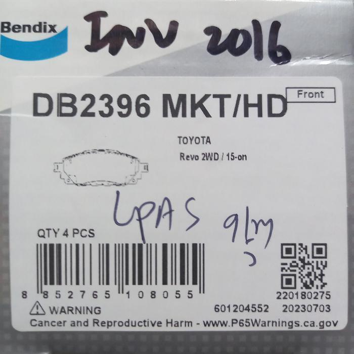 Bendix Db 2396 Mkt Kampas Rem Depan Innova Reborn Berkualitas