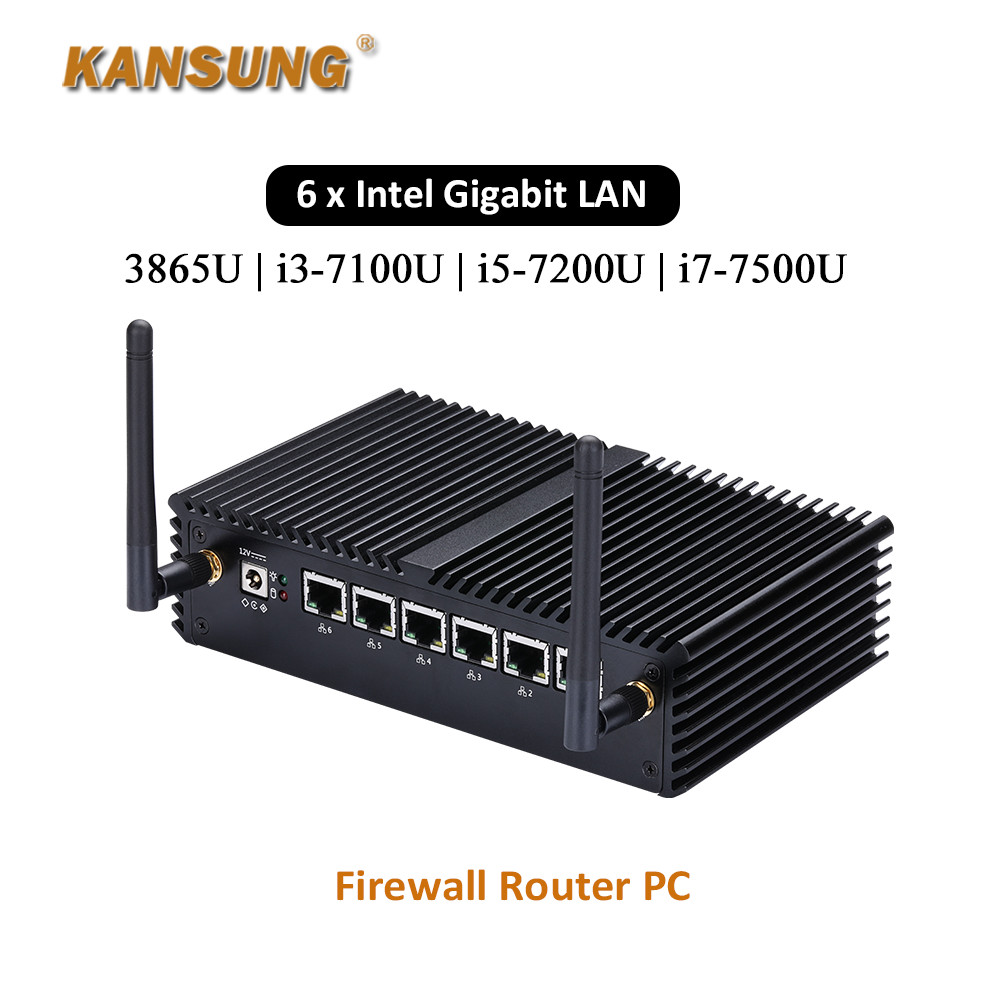 . Kansung 6 Lan Mini Pc Intel Celeron 3865U I3-7100U I5-7200U I7-7500U Kabylake Ddr4 Firewall Router