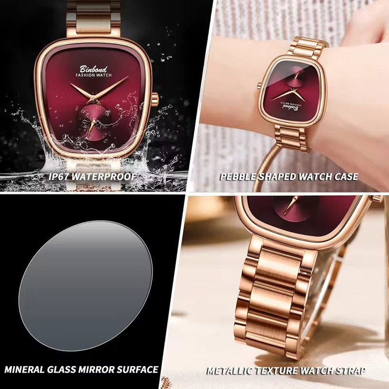 BINBOND Luxury Fashion Women's Watch Waterproof Stainless Steel Women's Watch Simple High Quality