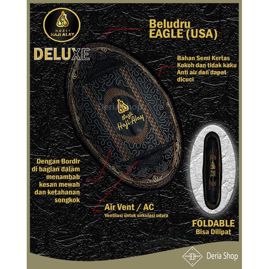 Songkok Hitam Haji Alay Deluxe Ac Tinggi 7 8 9 10 Premium Peci Sholat Bludru Ukuran Anak Laki Pria