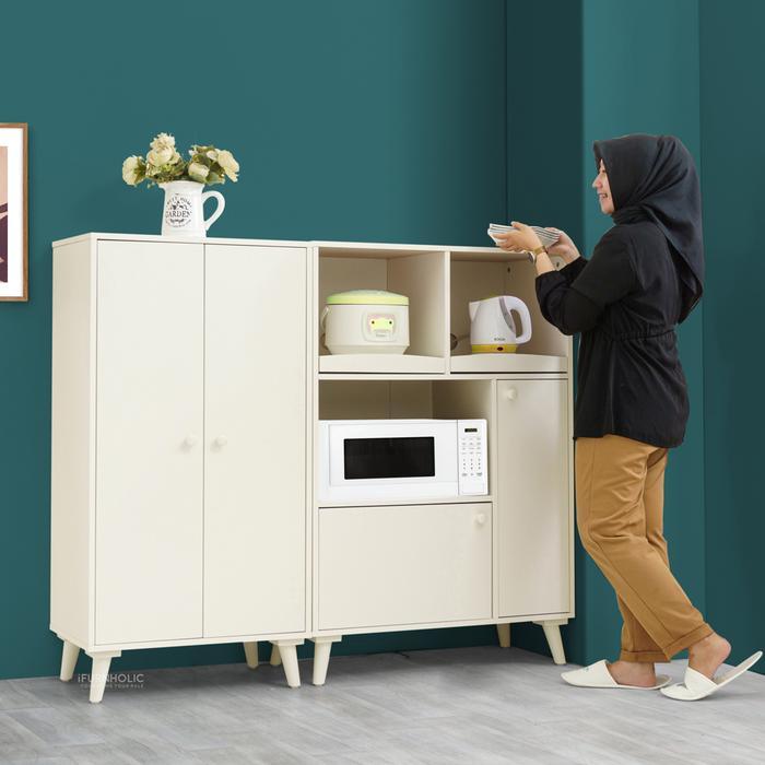 iFURNHOLIC Dion Dish Cabinet I Kabinet Dapur kayu 2 pintu Minimalis I Lemari Dan Rak Piring