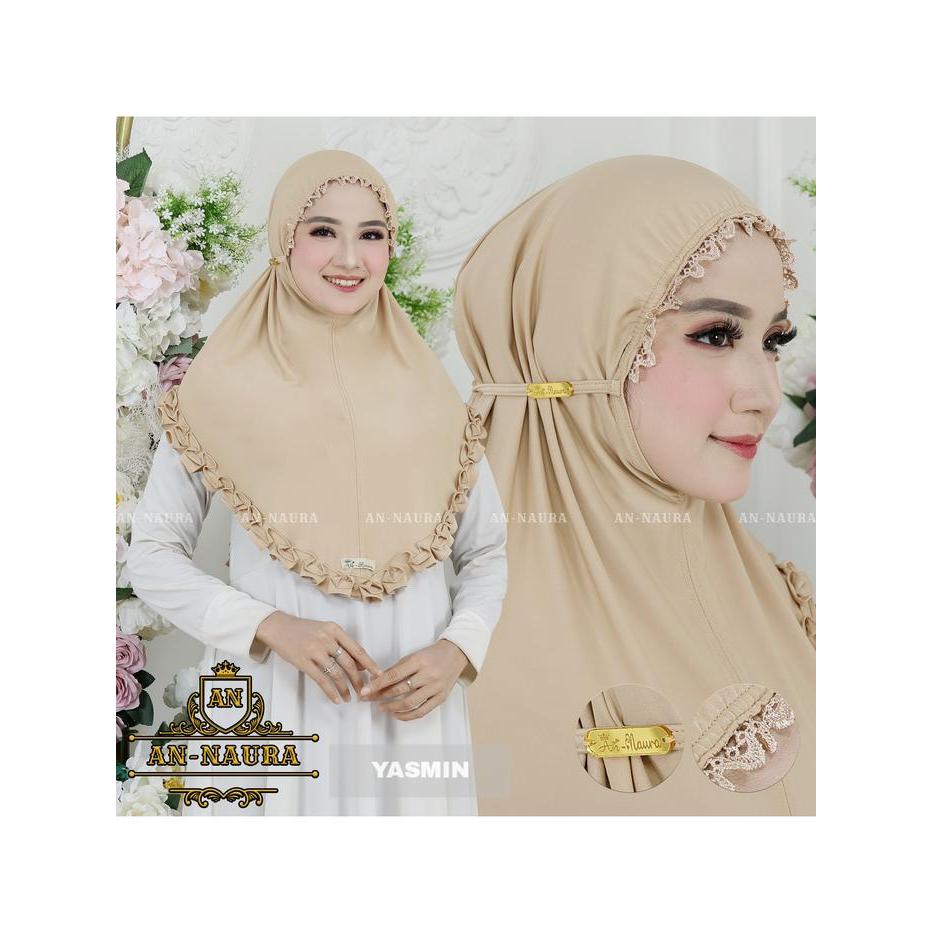 Bergo Kerut Renda Yasmin Terbaru - Jilbab Jersey Kerut Viral - Kerudung Jersey Renda Kerut