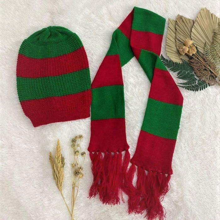 New EDISI KHUSUS NATAL Syal Natal Topi Natal Syal Rajut Aksesoris Natal