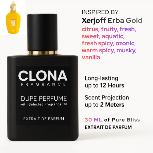 Extrait Parfum Unisex Xerjoff Erba Gold - Clona Fragrance || The Dupe Inspired Perfume