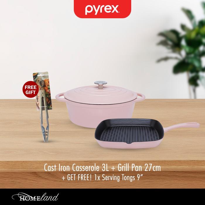 Pyrex Oval Cast Iron Casserole Panci Sup 3L - Tahan Panas Hingga 260 / Oven & Kompor Safe Cookware
