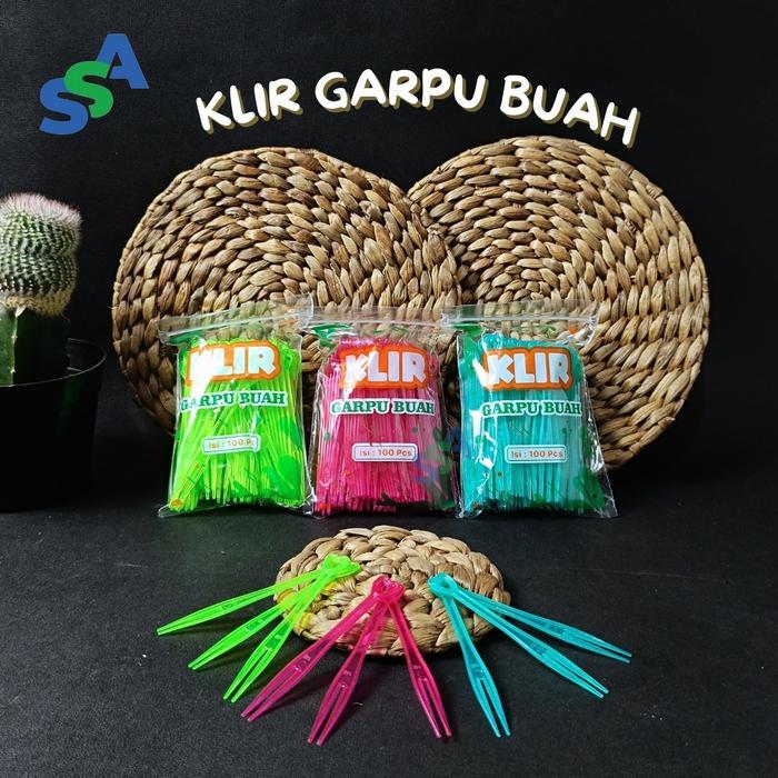 GARPU BUAH KLIR / GARPU BUAH PLASTIK / GARPU BUAH WARNA WARNI