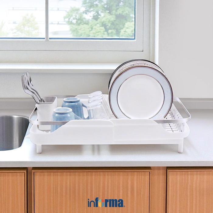 Informa Willard Rak Piring Extendable - Putih Pengering Piring Tempat Dapur Wadah Alat