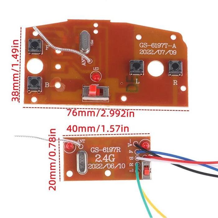 Module Pcb Mainan Rc Remote Control 2.4Ghz 4Ch Gs-6197 Universal New