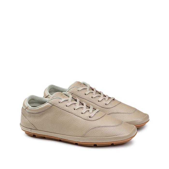 Prabu - Milla Taupe Sepatu Kulit Sneakers Wanita Krem #gratisongkir