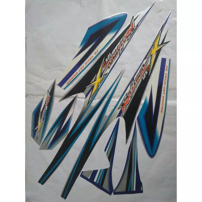 stiker striping honda karisma x 125 2005 silver biru lis body original